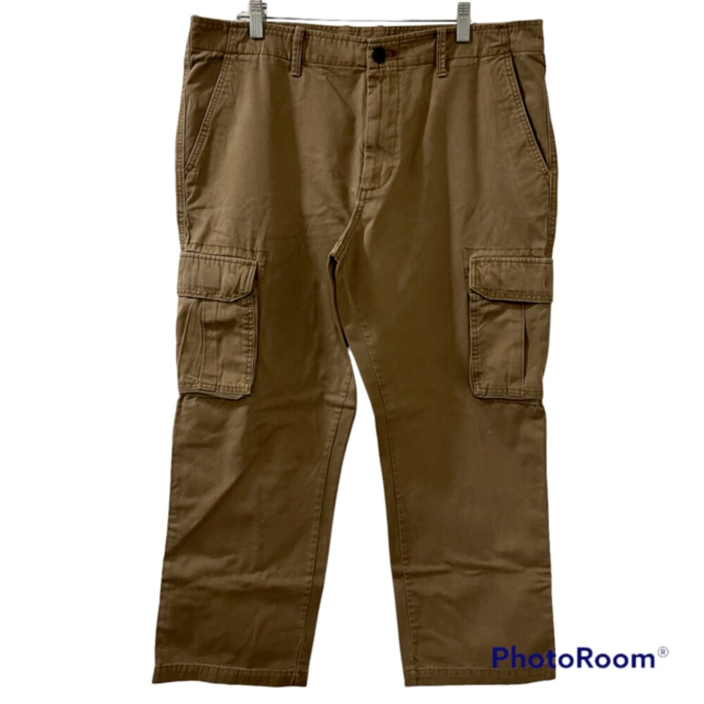 Old Navy Mens Brown Khaki Loose Cargo Chino Pants Straight Leg Pants Size 38x30